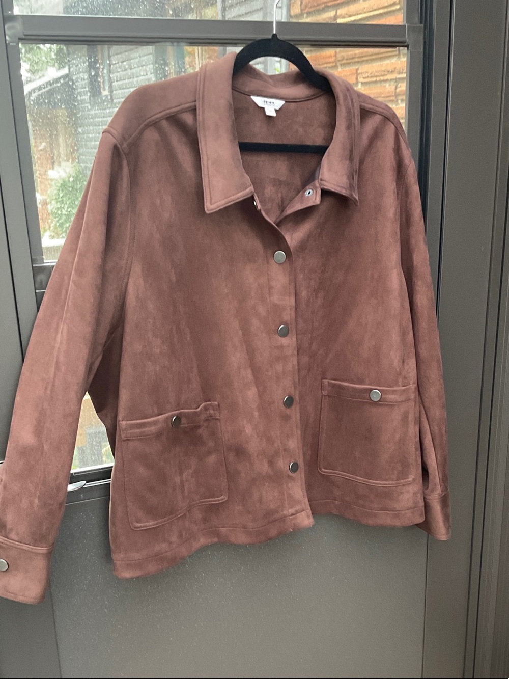 Penningtons chocolate Brown  faux Suede Snap-Front Jacket